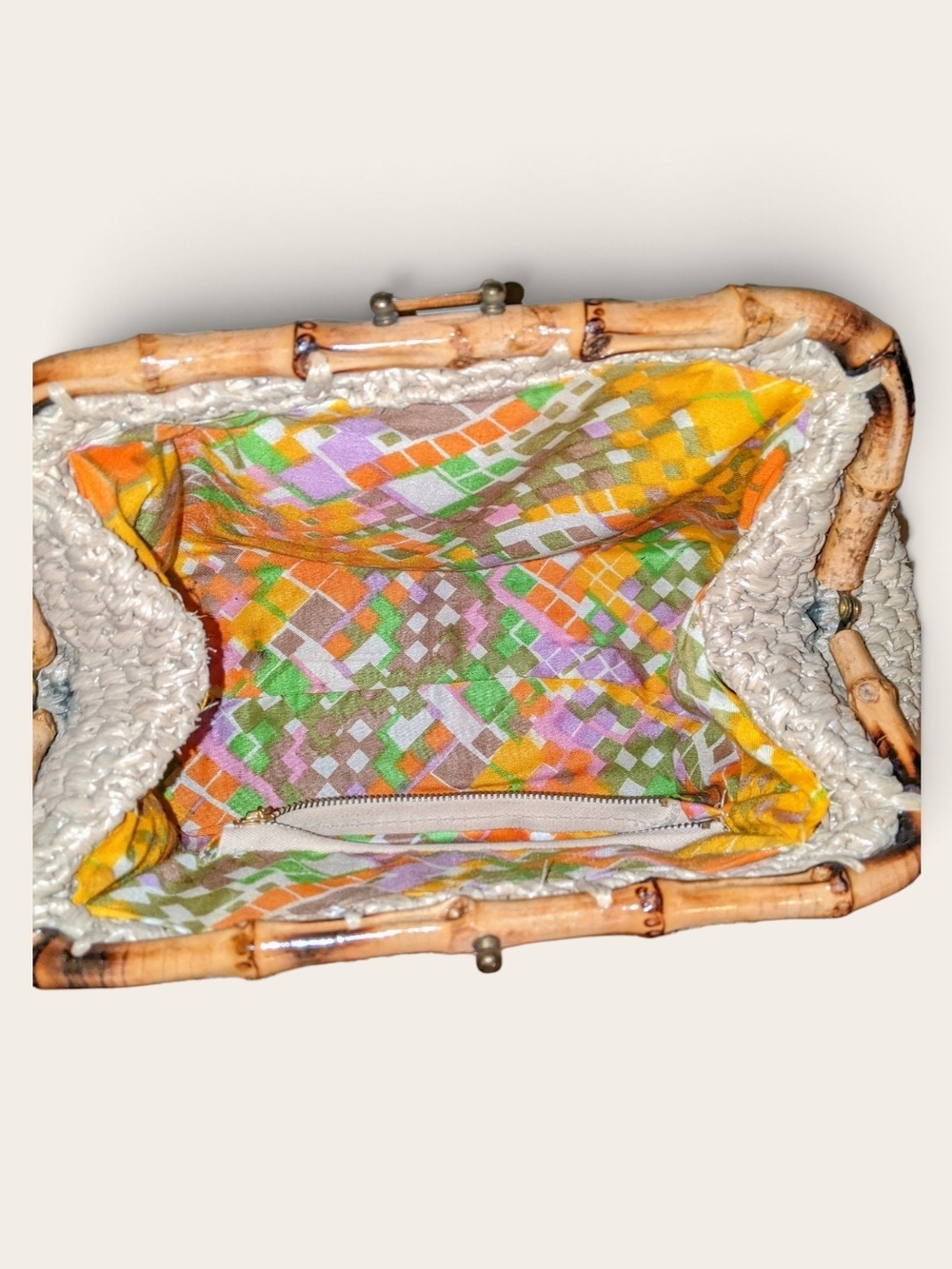 1960s It's In The Bag By Ritter Bamboo Crocheted Rafia Bag Made In Japan - Picture 3 of 4